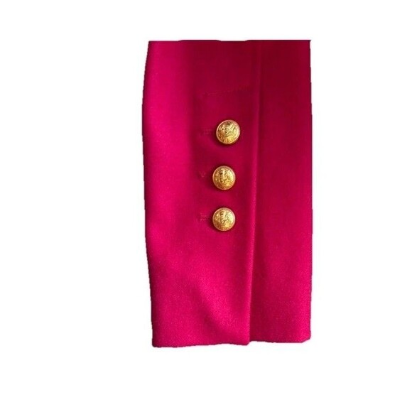 Guess Los Angeles Hot Pink Wool Blend Pea Coat Gold Buttons Feminine Cut SZ S - Picture 6 of 8